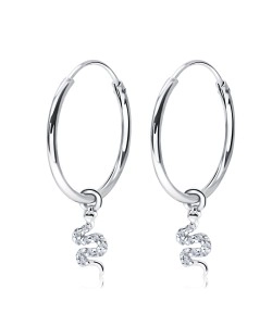 Little Snake Shaped CZ Crystal Silver Hoop Earring HO-2536